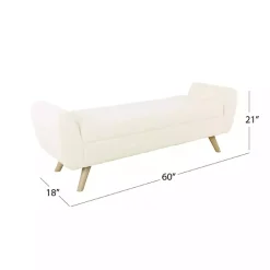 Kirklands Home Cream Sherpa and Wood Storage Bench Ivory New