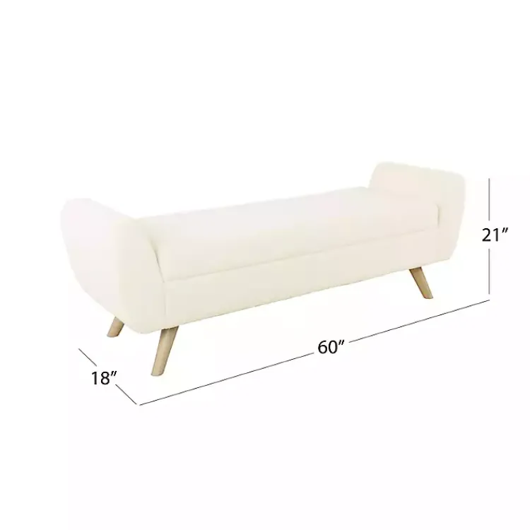 Kirklands Home Cream Sherpa and Wood Storage Bench Ivory New