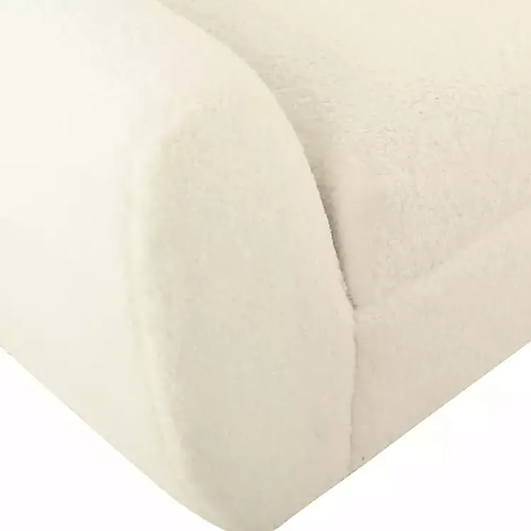 Kirklands Home Cream Sherpa and Wood Storage Bench Ivory New
