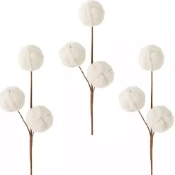 Christmas Tree Decorations>Kirklands Home Cream Sherpa Ball Christmas Spray Stems, Set of 3 White