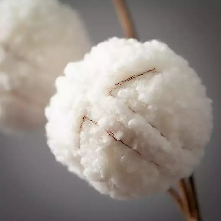 Christmas Tree Decorations>Kirklands Home Cream Sherpa Ball Christmas Spray Stems, Set of 3 White