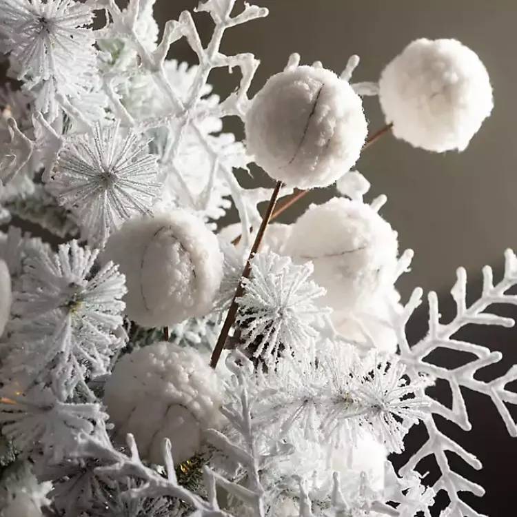 Christmas Tree Decorations>Kirklands Home Cream Sherpa Ball Christmas Spray Stems, Set of 3 White