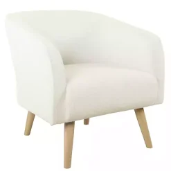 Kirklands Home Cream Sherpa Upholstered Barrel Accent Chair Ivory Online