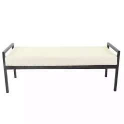 Kirklands Home Cream Sherpa Upholstered Metal Bench Ivory Outlet