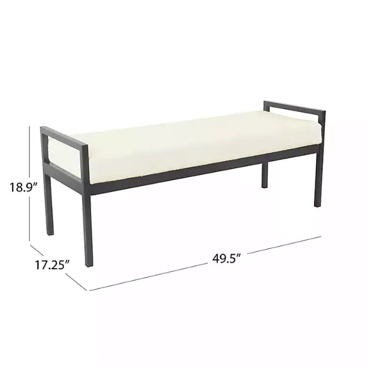 Kirklands Home Cream Sherpa Upholstered Metal Bench Ivory Outlet