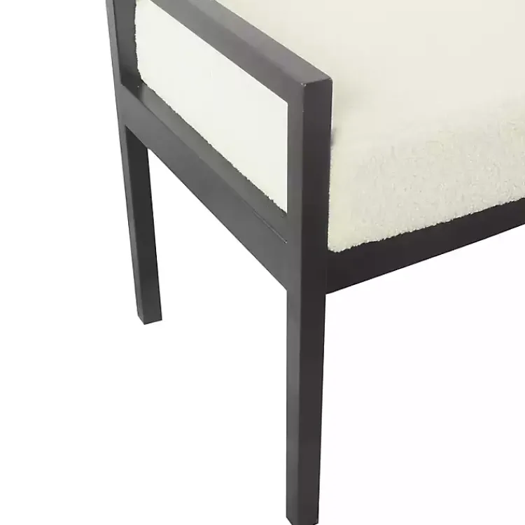 Kirklands Home Cream Sherpa Upholstered Metal Bench Ivory Outlet