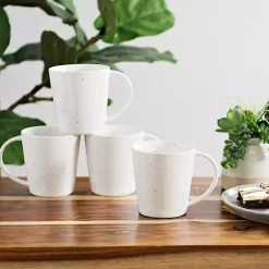 Kirklands Home Cream Simple Things Mugs, Set of 4 Ivory Best