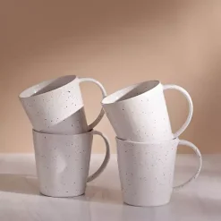 Kirklands Home Cream Simple Things Mugs, Set of 4 Ivory Best