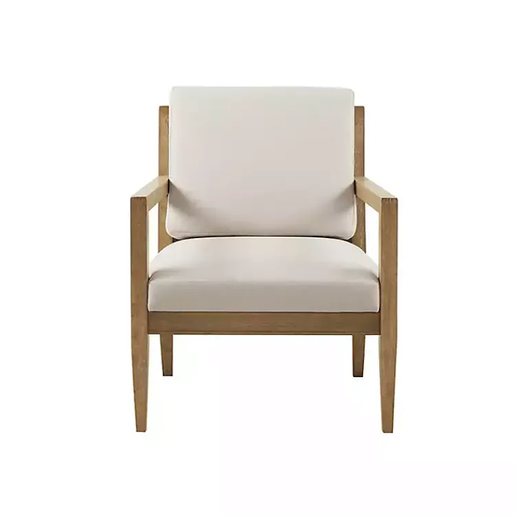 Kirklands Home Cream Slatted Wood Accent Chair White Sale