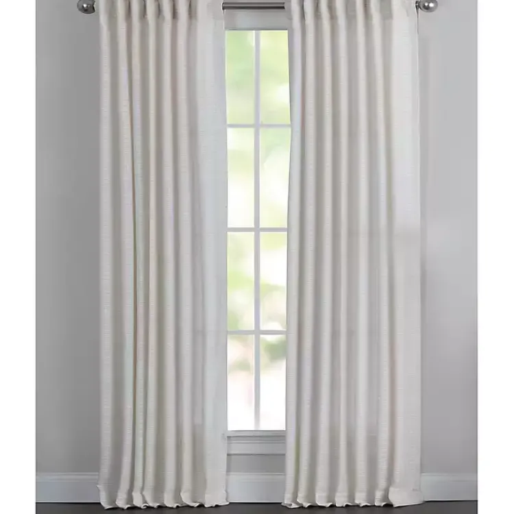 Kirklands Home Cream Solid Pleated Single Curtain Panel, 84 in. White Hot