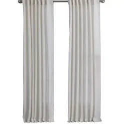 Kirklands Home Cream Solid Pleated Single Curtain Panel, 84 in. White Hot