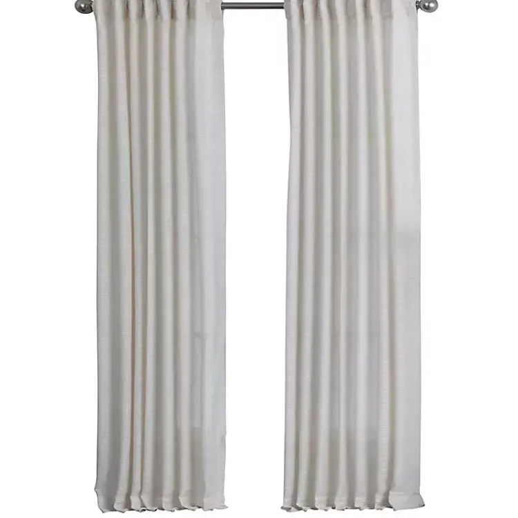 Kirklands Home Cream Solid Pleated Single Curtain Panel, 84 in. White Hot