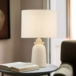 Kirklands Home Cream Speckled Ceramic Table Lamp White