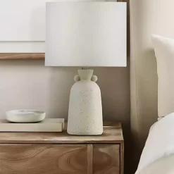 Kirklands Home Cream Speckled Ceramic Table Lamp White
