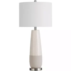 Kirklands Home Cream Speckled Two Tone Table Lamp White Discount