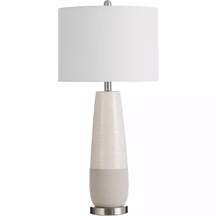 Kirklands Home Cream Speckled Two Tone Table Lamp White Discount