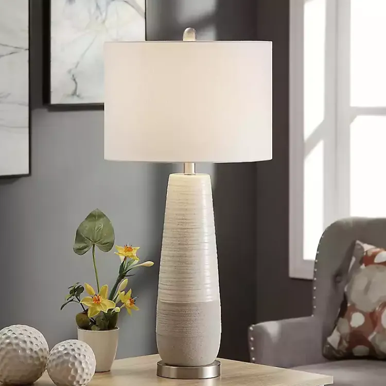 Kirklands Home Cream Speckled Two Tone Table Lamp White Discount