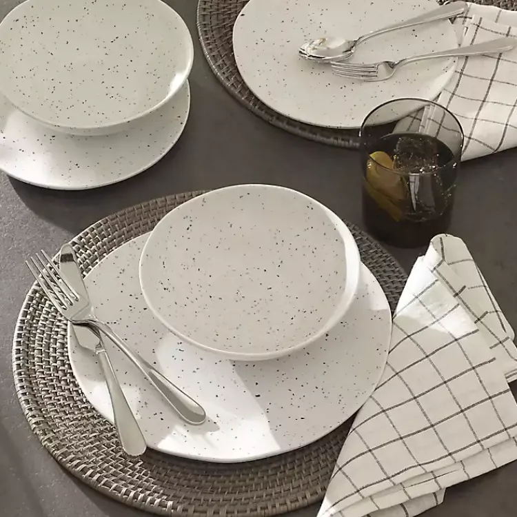 Kirklands Home Cream Terrazzo 12-pc. Melamine Dinnerware Set Ivory Discount