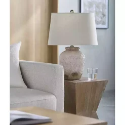 Kirklands Home Cream Textured Ceramic Lia Table Lamp Ivory Hot