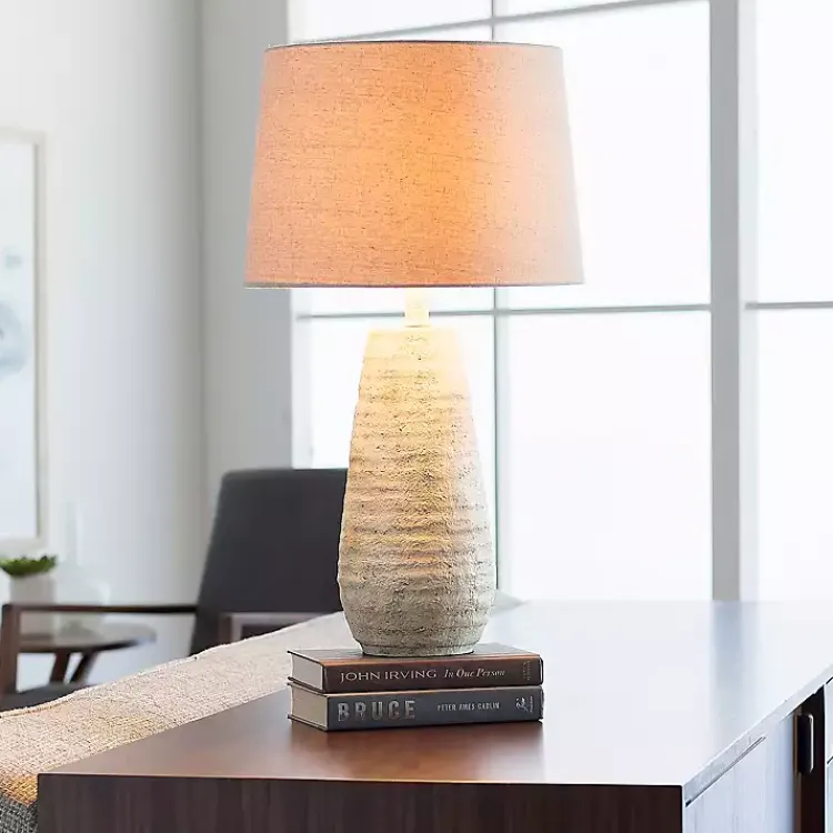 Kirklands Home Cream Textured Maggie Table Lamp Tan Online