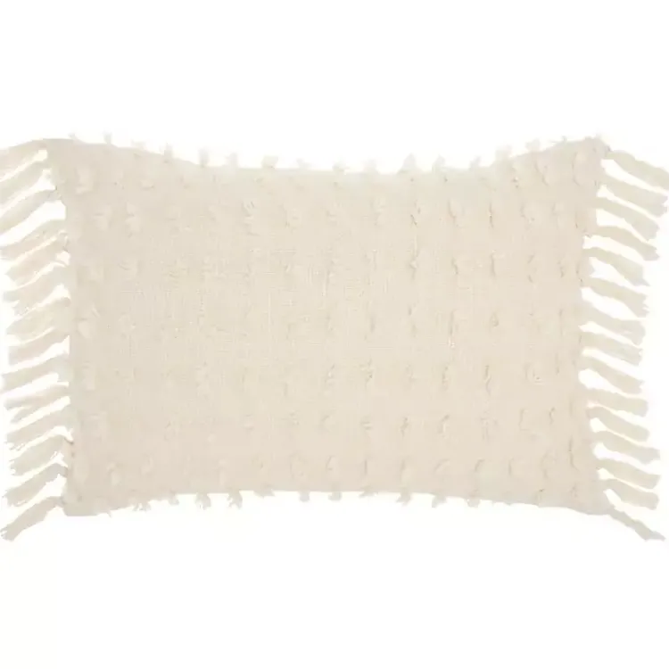 Pillows>Kirklands Home Cream Textured Poms Lumbar Pillow White