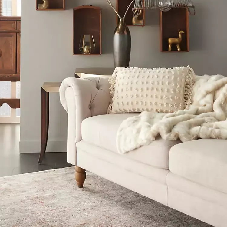 Pillows>Kirklands Home Cream Textured Poms Lumbar Pillow White