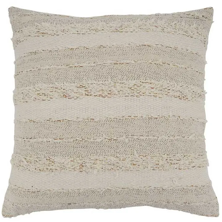 Pillows>Kirklands Home Cream Textured Stripes Decorative Throw Pillow White