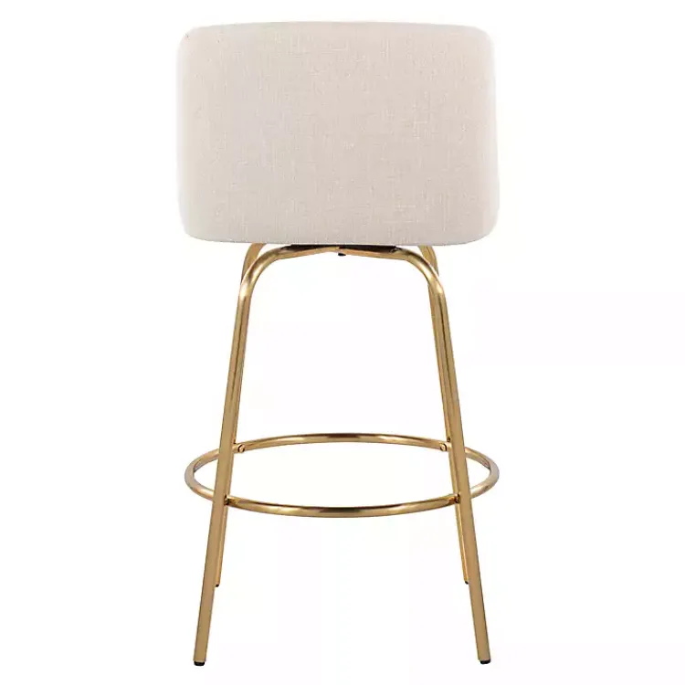 Kirklands Home Cream Torino Gold Leg Counter Stools, Set of 2 Ivory Clearance