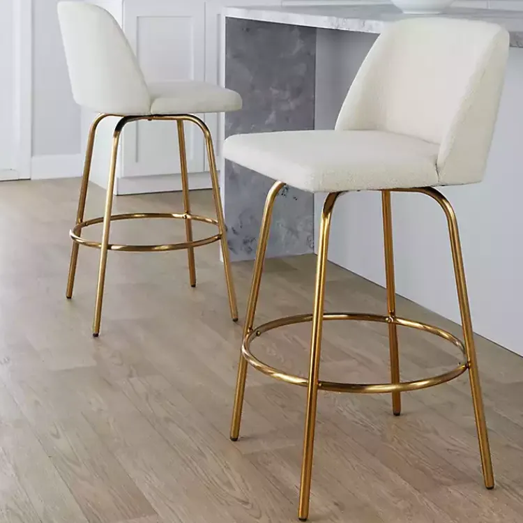 Kirklands Home Cream Torino Gold Leg Counter Stools, Set of 2 Ivory Clearance