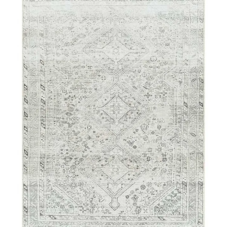 Kirklands Home Cream Traditional Washable Area Rug, 5x7 Ivory Clearance