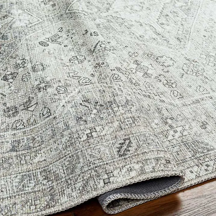 Kirklands Home Cream Traditional Washable Area Rug, 5x7 Ivory Clearance