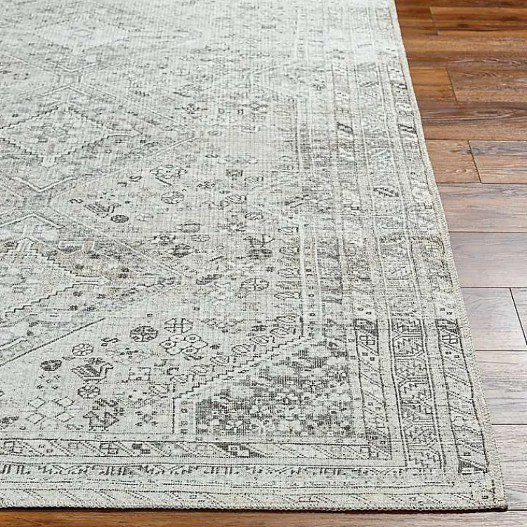 Kirklands Home Cream Traditional Washable Area Rug, 5x7 Ivory Clearance