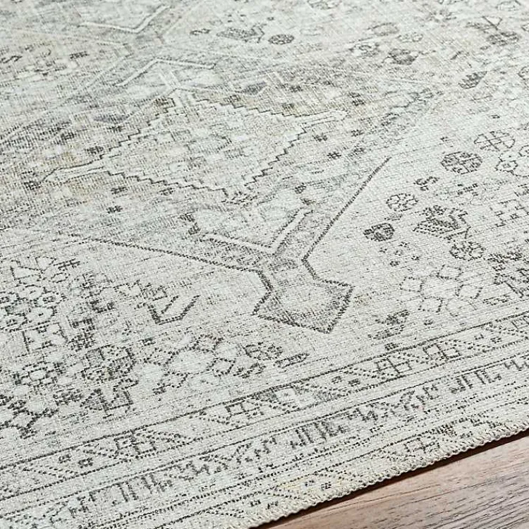 Kirklands Home Cream Traditional Washable Area Rug, 5x7 Ivory Clearance