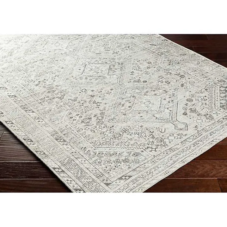 Kirklands Home Cream Traditional Washable Area Rug, 5x7 Ivory Clearance