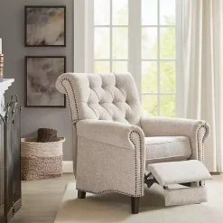 Kirklands Home Cream Tufted Back Nailhead Trim Recliner Armchair Ivory Hot