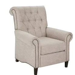 Kirklands Home Cream Tufted Back Nailhead Trim Recliner Armchair Ivory Hot