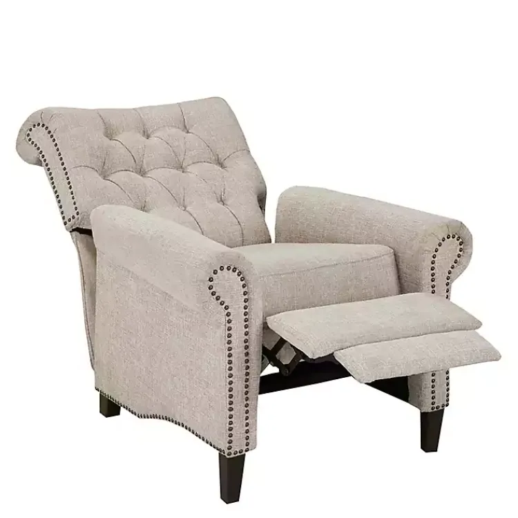 Kirklands Home Cream Tufted Back Nailhead Trim Recliner Armchair Ivory Hot