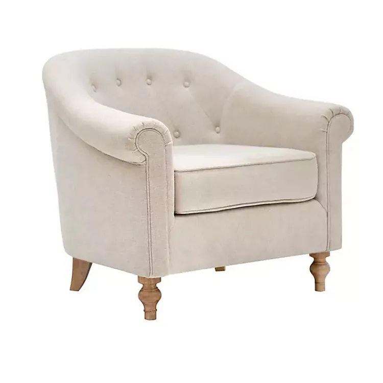 Kirklands Home Cream Tufted Farmhouse Accent Chair White
