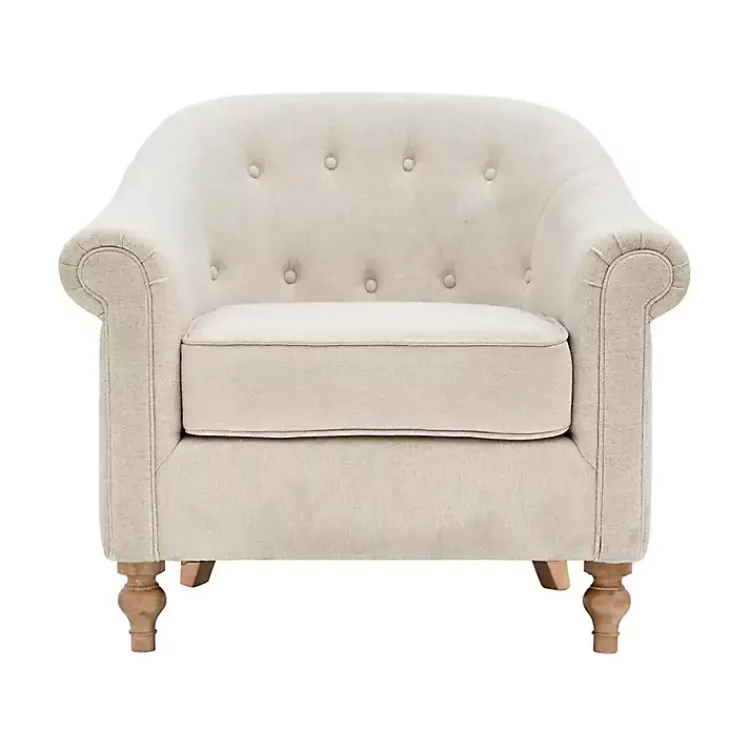 Kirklands Home Cream Tufted Farmhouse Accent Chair White