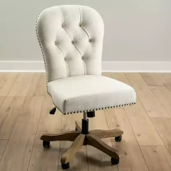 Kirklands Home Cream Tufted with Nailhead Trim Office Chair Ivory New