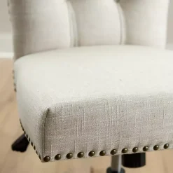 Kirklands Home Cream Tufted with Nailhead Trim Office Chair Ivory New