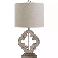 Kirklands Home Cream Tuscany Sculptured Base Table Lamp White