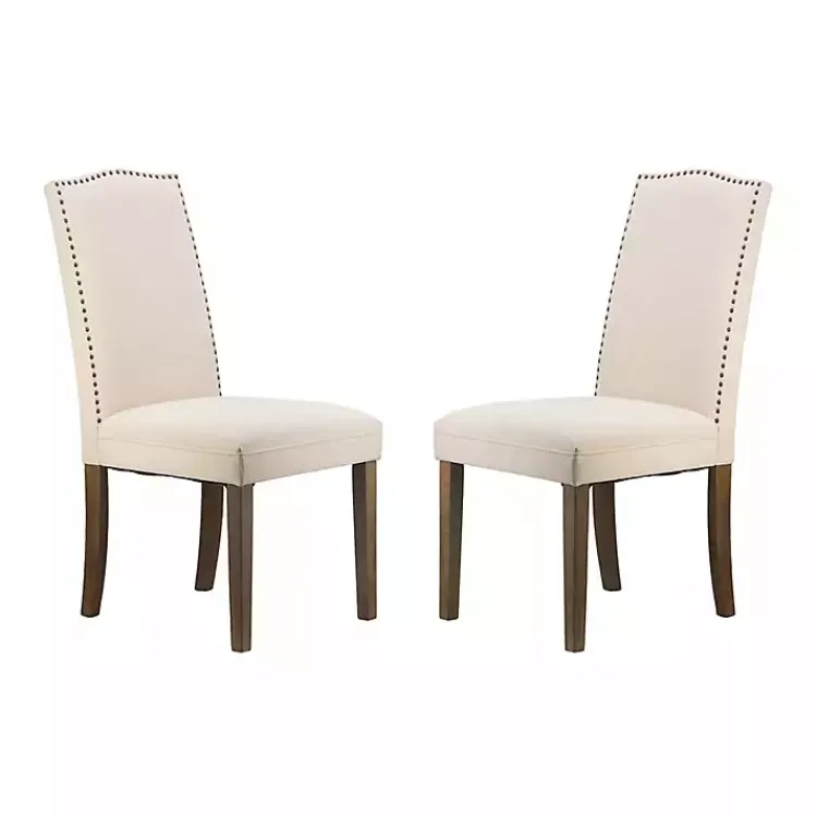 Kirklands Home Cream Upholstered Armless Dining Chairs, Set of 2 Ivory