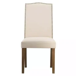 Kirklands Home Cream Upholstered Armless Dining Chairs, Set of 2 Ivory