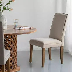 Kirklands Home Cream Upholstered Armless Dining Chairs, Set of 2 Ivory