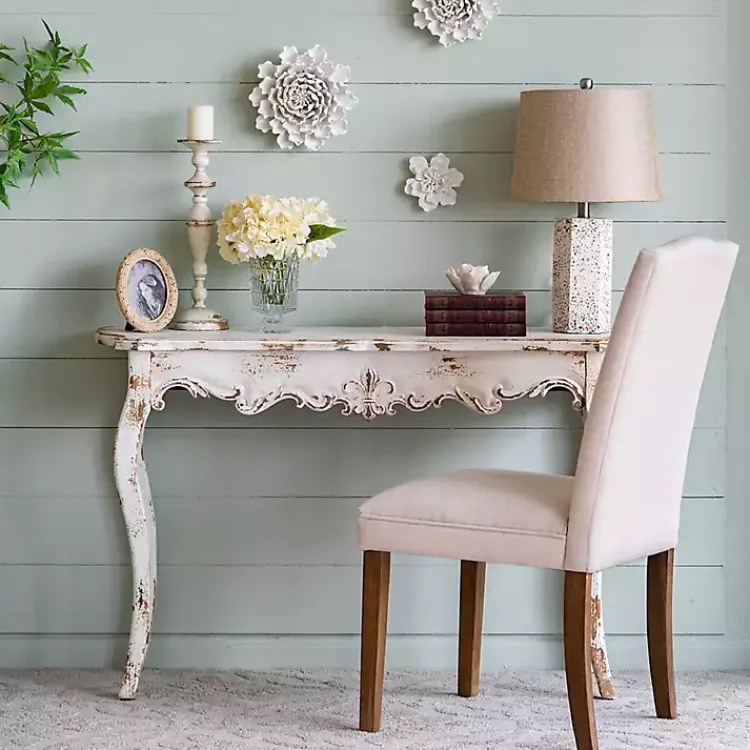 Kirklands Home Cream Upholstered Armless Dining Chairs, Set of 2 Ivory