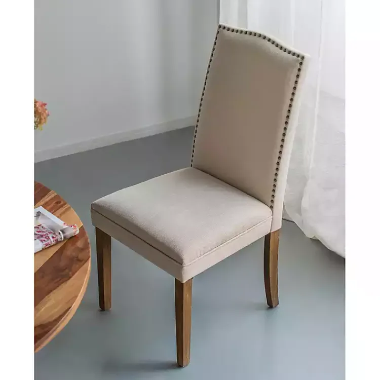 Kirklands Home Cream Upholstered Armless Dining Chairs, Set of 2 Ivory