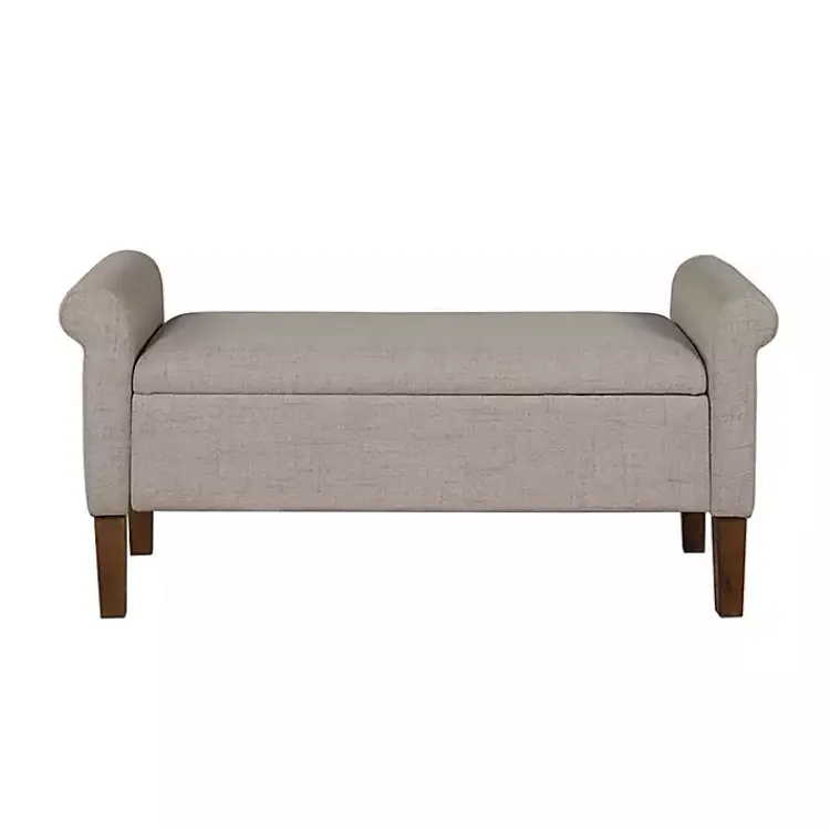 Kirklands Home Cream Upholstered Aubrey Storage Bench Tan New