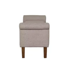Kirklands Home Cream Upholstered Aubrey Storage Bench Tan New