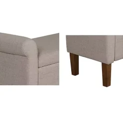 Kirklands Home Cream Upholstered Aubrey Storage Bench Tan New